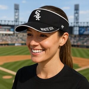 Chicago White Sox '47 Brand Black White Logo Visor Adjustable‎ OSFA Genuine MLB